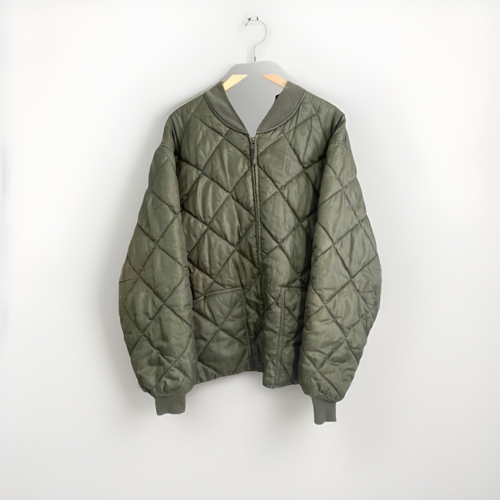 Thirty Below‎ Quilted Bomber Jacket XL Olive Green Hip Hop Streetwear Vintage